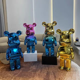 50/80cm Plating Bear Figure Aesthetic Violent Bear Statue Large Sculpture Figurine Luxury Livingroom Decoration Home Ornament