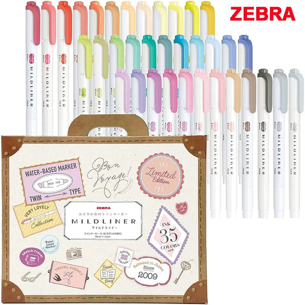 Zebra 25/35 Colors Mildliner Highlighter Set WKT7 Soft Dual Tips Marker Pen, Painting Drawing DIY Pictorial Aesthetic Stationery