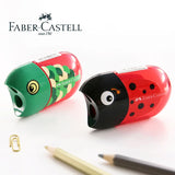 1Pc Faber Castell Double Hole Pencil Sharpener with Eraser Ladybug / Fish / Eagle Cute Stationery Back To School