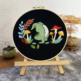 AOOKMIYA Cute Dancing Frog Flower Embroidery Kit Cross Stitch Kit with Instructions Needles Thread Kit for Craft Gift Home Decor