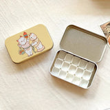 AOOKMIYA Portable Palette Watercolor Paint Repackaging Iron Box Paint Storage Box Nail Art Paint Tray Student Travel Art Supplies