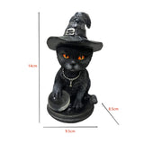 Adorable Witch Cat Figurine for Halloween Home Decoration or Gift Resin Witch Kitten Figurine