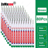 1-100Pcs 2cm Waterproof Long Head Markers Deep Hole Marker Pen for Metal Carpenter Red/Black/Blue/Green Ink Woodworking Tools