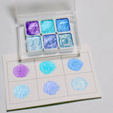 Portable 6 Colors 1ML Handmade Solid Pearlescent Watercolor Pigment Metallic Glitter Manicure Painted Nail Art Supplies