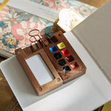 AOOKMIYA 8 Color Mini Walnut Watercolor Paint Box Set Artist Professional Watercolor Travel Portable Paint Tray Art Painting Supplies