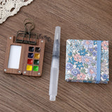 AOOKMIYA Portable Travel Watercolor Set Schmincke Watercolor 8 Colors Mini Walnut Paint Box Sketchbook Student Outing Art Supplies