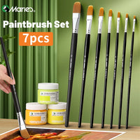 AOOKMIYA Marie's Paint Brushes Set,7pcs Nylon Hair Fibert Paintbrushes for Oil,Acrylic,Gouache,Rocks,Watercolor,Crafts,Models,Canvas