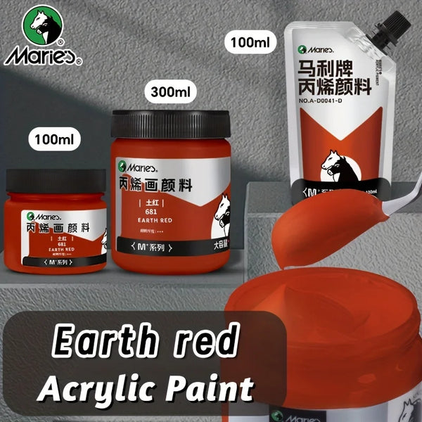 AOOKMIYA 1pc Marie's Earth Red Acrylic Paint,Vivid Colors 100/300 ml-3.38 oz/10.1 oz,Perfect for Canvas,Rock,Wall,Glass,Adults,Artists