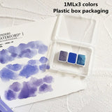 AOOKMIYA SUPER VISION NEW Pearlescent Layered Color Watercolor Paint 3-color Set Mica Periwinkle Blue Popular Color Artist Art Supplies