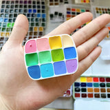 Empty 12-grid Mini Watercolor Box Portable Watercolor Palette Travel Painting Sketch Moisturizing Box Paint Box Art Supplies
