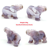 Elephant Statue Natural Gray Agate Geode Crystal Carved Reiki Healing Stone Animal Figurine Handicraft Home Decoration Ornaments