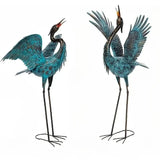 Garden Crane Sculptures & Statues Blue Heron Decor Outdoor Large Bird Yard Art Standing Metal Lawn Ornaments