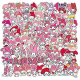 100PCS Stickers Cute Cinnamoroll Kuromi My Melody Sticker For Laptop Phone Case Girls Sanrio My Melody Anime Stickers
