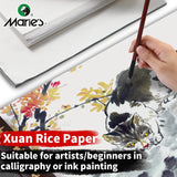 AOOKMIYA 50 Sheets Marie's Rice Paper,Sheng (Raw) Xuan for Sumi & Oriental Painting,Ink Drawing,Chinese Calligraphy,Watercolors