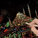 New Colorful City Scratch Painting Night Scene DIY Painting and Scraping Paper Set Bring A Pen A Birthday Present