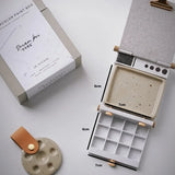 AOOKMIYA Empty mini PP watercolor paint box portable folding handmade ceramic palette with water bottle 12grid/24grid artist art supplies  AOOKMIYA.COM