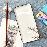 Sminky 12-color Watercolor Palette Pure White Ceramic Square Rectangular Chinese Painting Palette with Lid Easy To Clean