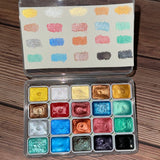 AOOKMIYA Shimmer 20 Colors Watercolors Paint Set,Sparkly,Metallic, Glitter Solid Water Color Paints for Artists, Students, Hobbyists