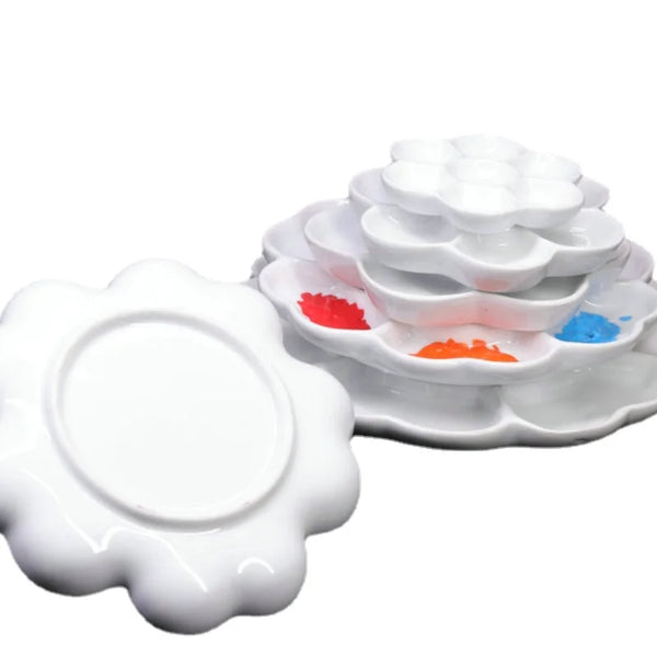 Jingdezhen Ceramic Palette Art Gouache Watercolor Chinese Painting Pigment Plate White Porcelain Plate Palette Plate