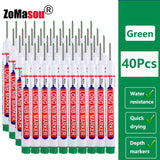 1-100Pcs 2cm Waterproof Long Head Markers Deep Hole Marker Pen for Metal Carpenter Red/Black/Blue/Green Ink Woodworking Tools