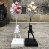 Modern Art 58CM Banksy Art Balloon Girl Statue Healing Flying Balloon Girl Sculpture Resin Craft Home Living Room Decor Gift