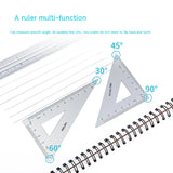 Deli Student Stationery Set,Triangle Ruler,Straight Ruler,Grid Ruler,Angle Measuring Tool,Aluminum Alloy Material（4Pcs/Set）
