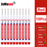 1-100Pcs 2cm Waterproof Long Head Markers Deep Hole Marker Pen for Metal Carpenter Red/Black/Blue/Green Ink Woodworking Tools