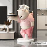 AOOKMIYA ART+ Creative Gifts Home Decor Bear Statue Tray Storage Rack Nordic Style Living Room Large Floor Art Ornaments Housewarming Gift Interior Figurines