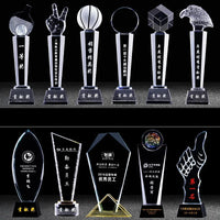AOOKMIYA Customized Transparent Crystal Trophy, Five-Star, Creative Awards Ceremony, Competition Event, Craft Gift, Home Decorations, 1Pc