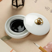 AOOKMIYA Ceramic Palette with Lid Chinese Calligraphy Ink Disk Easy Clean Anti-Drying Moisturizing Paint Artist's Art Supplies