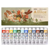 AOOKMIYA Holbein&Rebecca Green Co Branded Acrylic Gouache Set 12 Colors 20ml Opaque Suitable for All Surface Acrylic Painting Supplies