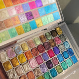 AOOKMIYA 55 Color Pearlescent Watercolor Pigment 1ML Metallic Solid Watercolor Packaging ES Calligraphy/Painting Nail Art Supplies