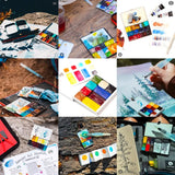 AOOKMIYA TN Travel Watercolor Box Portable Packaging Acuarela Palette Magnetic Grid Combination Color Palette Beginner Painting Supplies