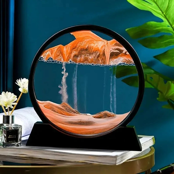 AOOKMIYA 3D Hourglass Quicksand Moving Sand Art Picture Round Glass Deep Sea Sandscape Craft Flowing Painting Office Home Decor Gift