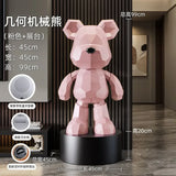 Creative Geometric Violent Bear Resin Sculpture Ornaments, Light Luxury Art Living Room TV Cabinet Decoration, Trendy Home Gifts