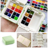 AOOKMIYA 24/48 Grid Portable Watercolor Paint Box Foldable Painting Palette Mini Watercolor Packing Moisturizer Box Travel Art Supplies