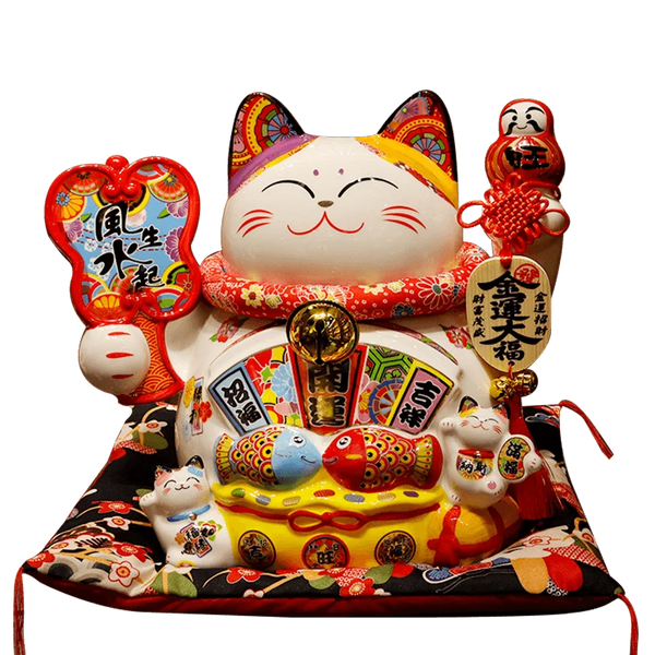 AOOKMIYA ART+ Creative Gifts Extra Large Lucky Cat Ornament with Big Mouth, Creative Gift Ceramic Piggy Bank for Store Opening