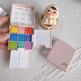 AOOKMIYA MAIRTINI Brilliant Rays New Solid Watercolor Paint 9-Color Pink Box Acuarela Travel Sketching Portable Set Art Supplies