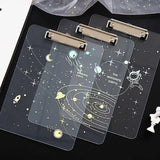 Starry Sky Series Writing Board Clip Kids Stationery A4 Paper Acrylic Pad Splint Transparent Feather Clipboard School Supplies
