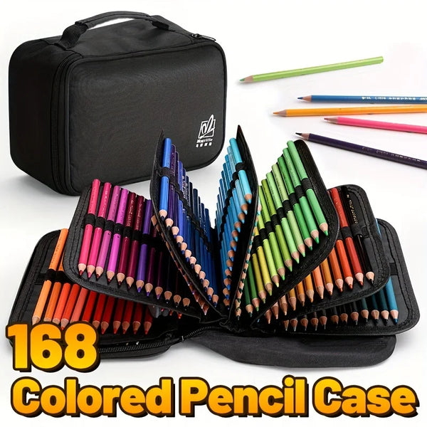 AOOKMIYA Marie's 168 Slots Large Colored Pencil Organizer, Art 7 Detachable Layers Case Bag with Multiple Zipper Pockets for Artists