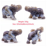 Elephant Statue Natural Gray Agate Geode Crystal Carved Reiki Healing Stone Animal Figurine Handicraft Home Decoration Ornaments