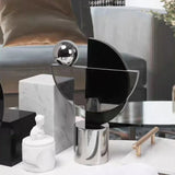 AOOKMIYA Glass Craft Transparent Geometric Ornaments Silver Ball Semicircle Abstract Decorative Figurines Home Decoration Accessories