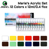 AOOKMIYA Marie's Acrylic Paint Set,12/18 Colors x 0.41oz/12 ml Tubes,Professional on Rocks,Canvas,Wood,Crafts,Paper,Wood,Rock for All-age