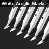 5pcs White Acrylic Marker,Permanent Pen Art Supplies for Black Paper,Tire,Plastic,Stone,Metal,Painting for Artists,Beginners