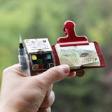 AOOKMIYA Portable Lord of The Rings Watercolor Palette Set Mini Travel Watercolor Box with Brush/Clip/drawing Paper Painting Art Supplies