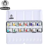 Schmincke AKADEMIE Aquarell Solid 12 24 Half Pans, Art Supplies ,Artist Quality Watercolor, Metal Boxed