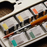 Schmincke College Level Portable Solid Watercolor Pigment 12 Color Suit Incidental Paintbrush