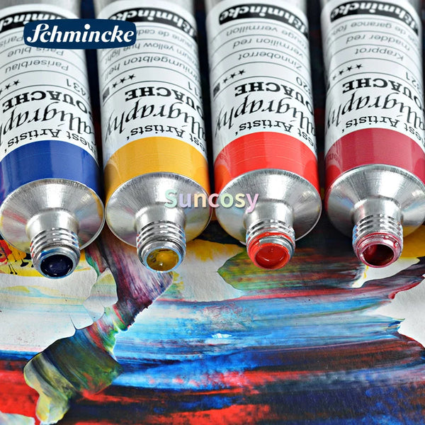 Schmincke Finest Artists Gouachefarbe Gouache Colour Calligraphy Gouache, 12 Colors, 20ml Tubes, Opaque Watercolors
