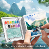 AOOKMIYA Portable Empty Acrylic Watercolor Palette Watercolor Book Set 8/12 Grid Paint Tray Art Student Travel Painting Art Supplies
