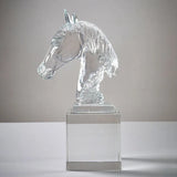 AOOKMIYA Glass Craft Clear Horse Head Artificial Animal Sculpture Crystal Horse Statue Decorative Figurines Room Decoration Accessories